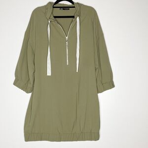 Zara Hooded Track Style Mini Shirt Dress Women's Size Medium